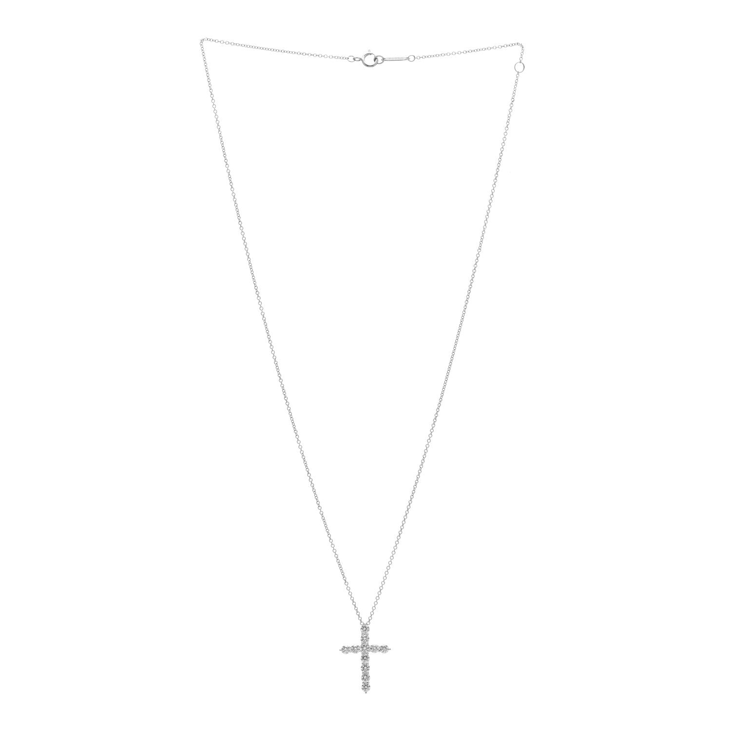 Tiffany Platinum Diamond Medium Cross Pendant Necklace 3 of 6