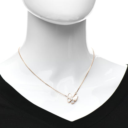 Van Cleef & Arpels 18K Rose Gold Diamond Mother of Pearl Two Butterfly Pendant Necklace 2 of 6
