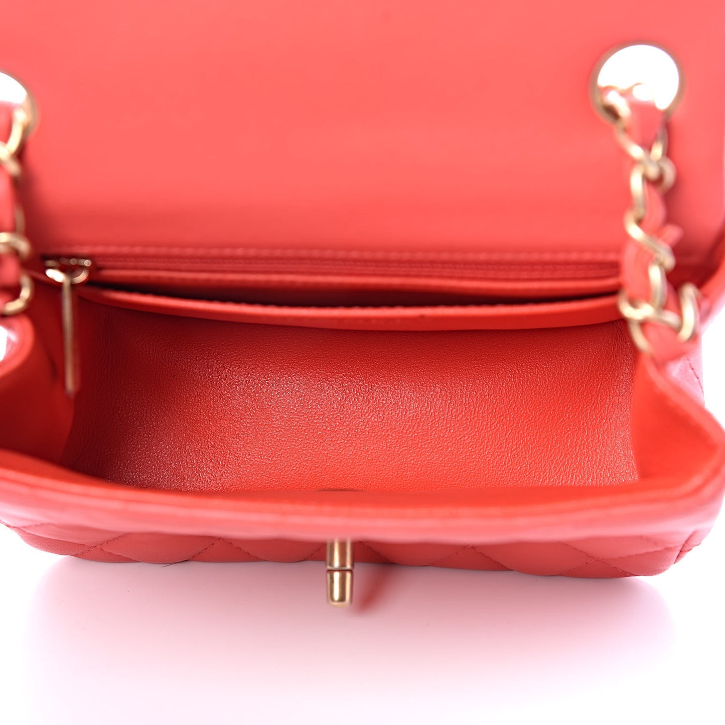 Lambskin Quilted Mini Square Flap Red