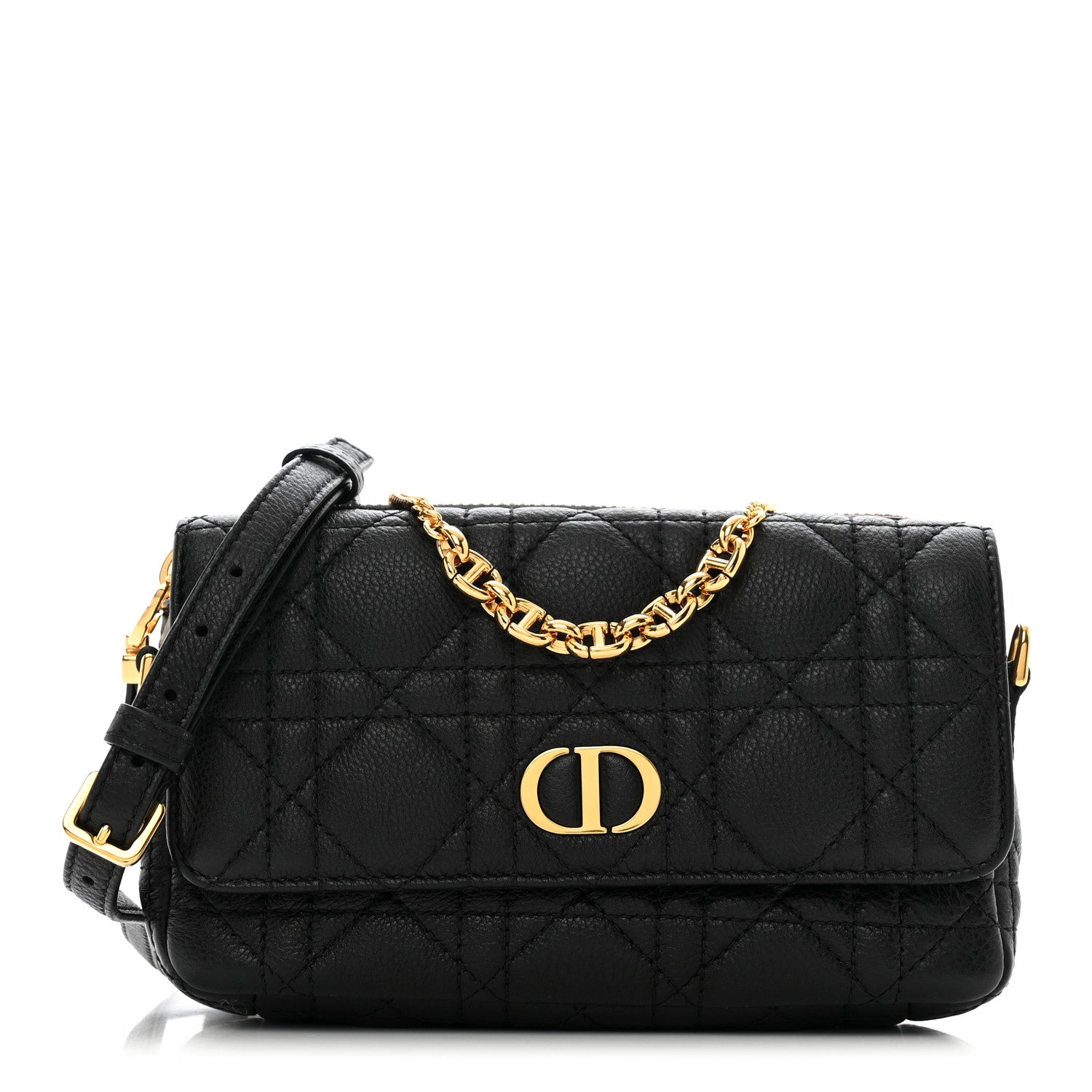 Christian Dior Supple Calfskin Cannage Caro Pouch with Chain Black 1 of 11