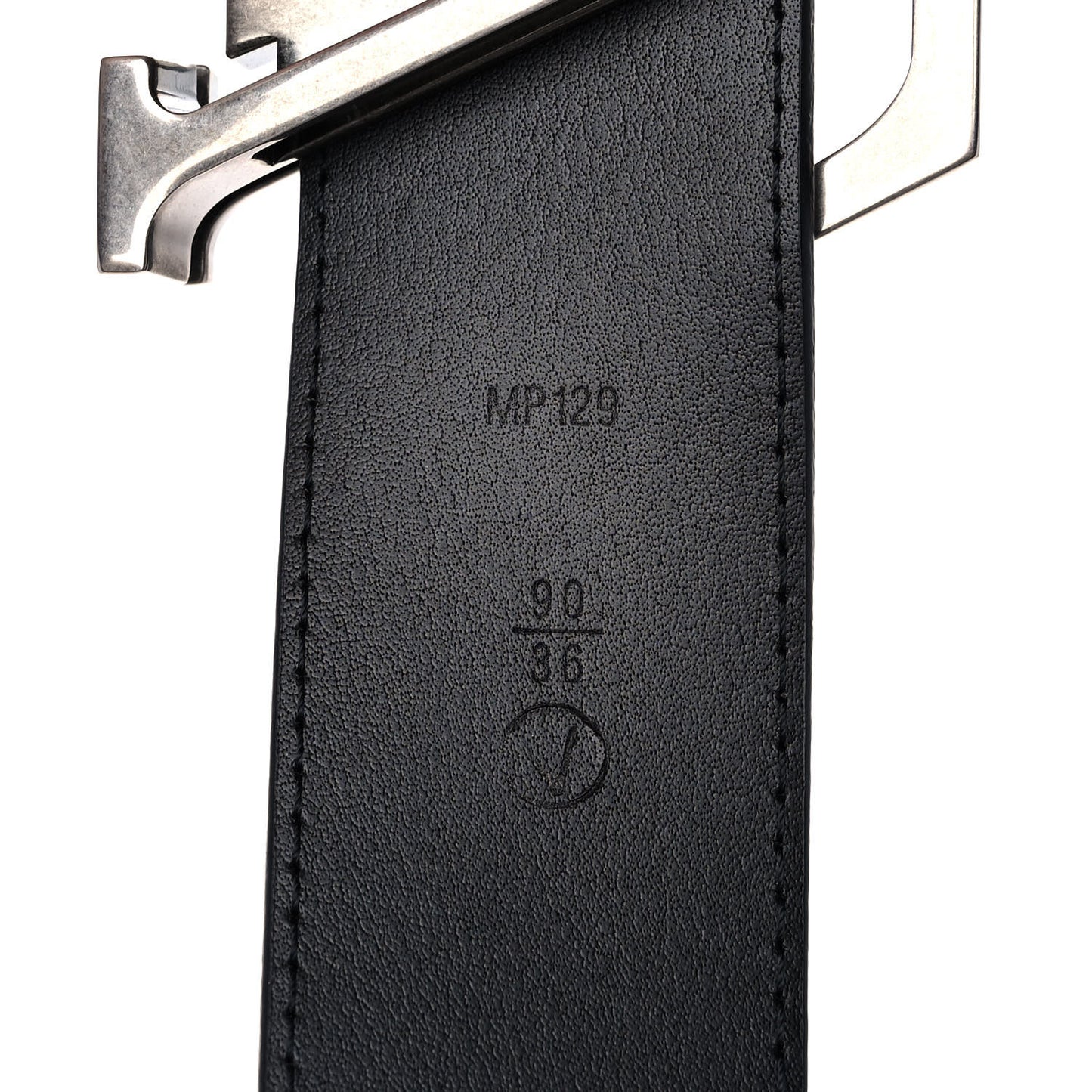 Calfskin 40mm LV Initiales Flags Belt 90 36 Black