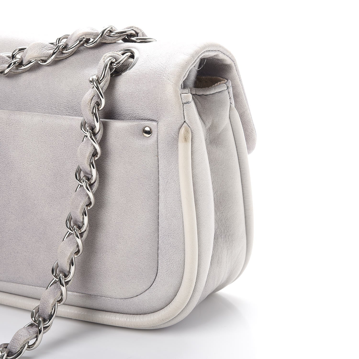 Chanel Lambskin Diagonal CC Chain Flap Grey 10 of 12