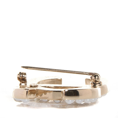 Chanel Pearl CC Brooch Pin Gold 3 of 5
