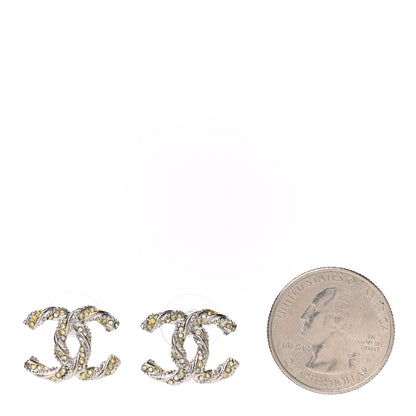 Chanel Crystal Twisted CC Earrings Silver 2 of 5