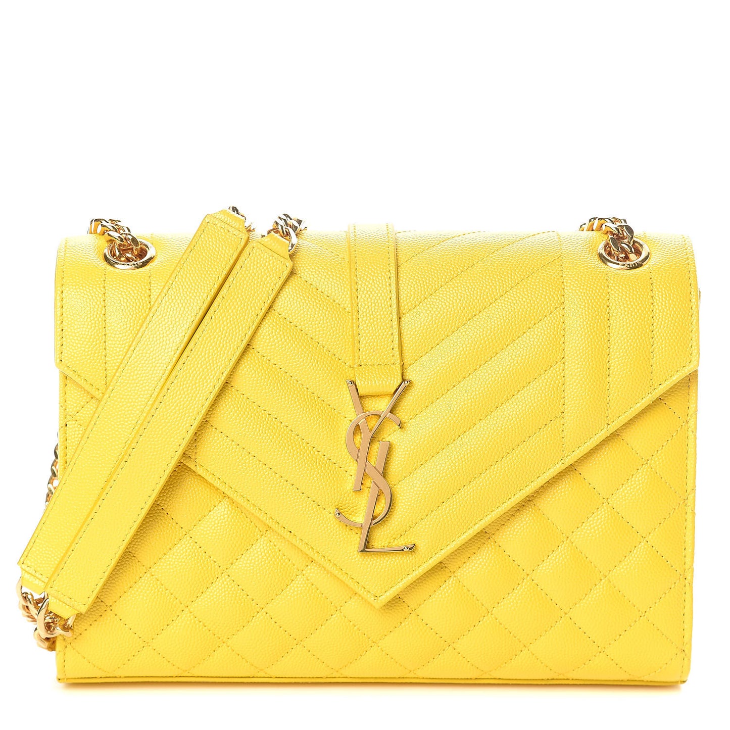 Grain De Poudre Textured Mixed Matelasse Triquilt Medium Monogram Satchel Mimosa