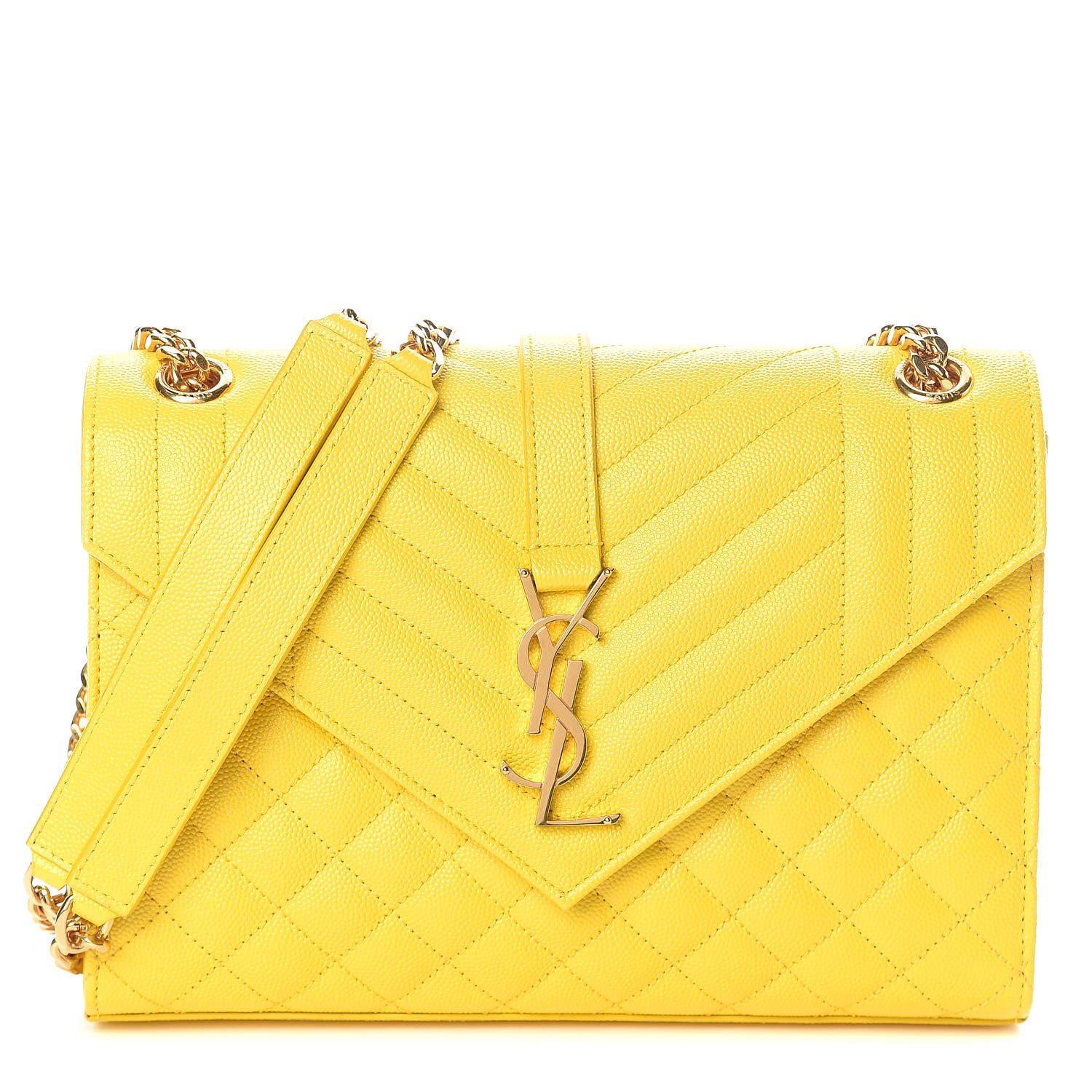 Saint Laurent Grain De Poudre Textured Mixed Matelasse Triquilt Medium Monogram Satchel Mimosa 1 of 10