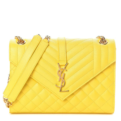 Saint Laurent Grain De Poudre Textured Mixed Matelasse Triquilt Medium Monogram Satchel Mimosa 1 of 10