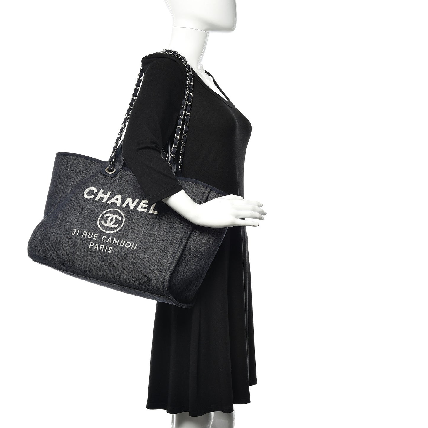 Denim Large Deauville Tote Dark Blue