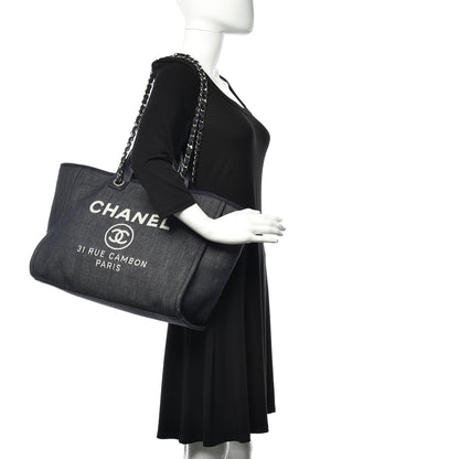 Chanel Denim Large Deauville Tote Dark Blue 2 of 10