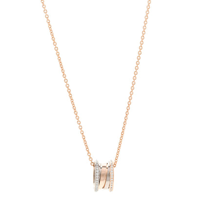 Bulgari 18K Rose White Gold Diamond B.Zero1 Pendant Necklace 1 of 6