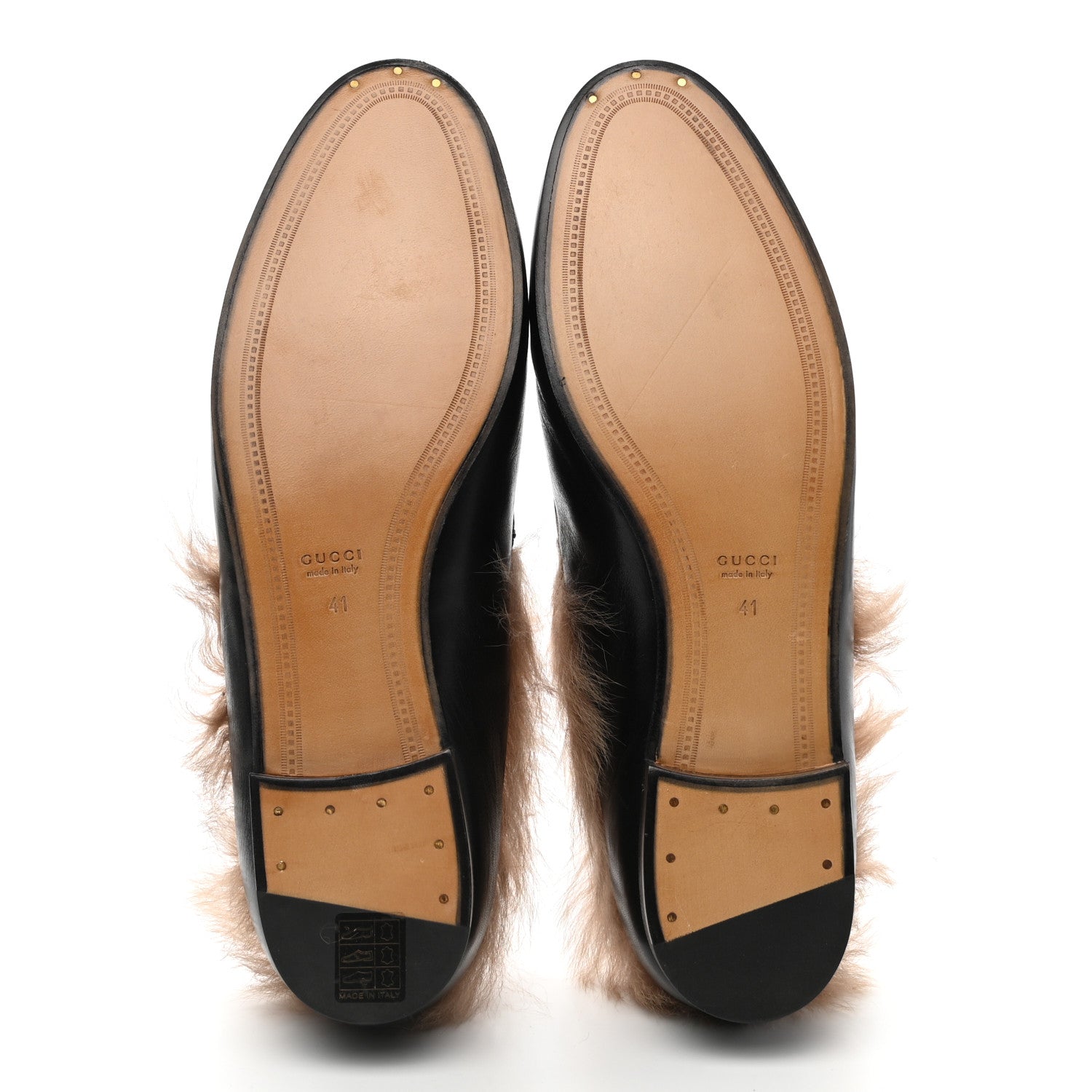Gucci Malaga Kid Fur Womens Jordaan Loafers 41 Black Natural 5 of 9