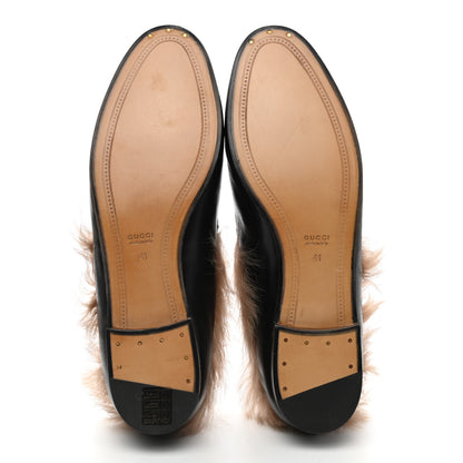 Gucci Malaga Kid Fur Womens Jordaan Loafers 41 Black Natural 5 of 9