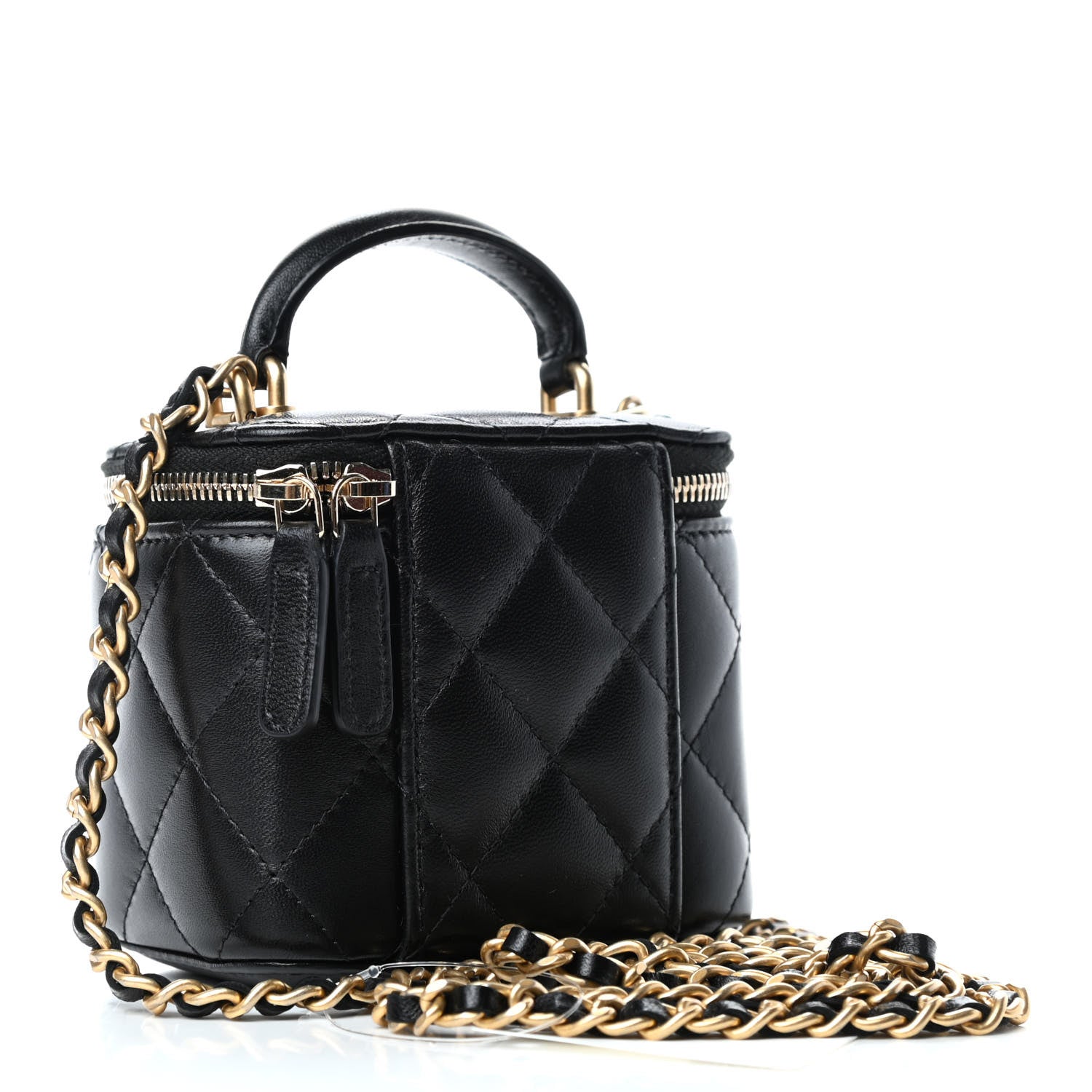 Chanel Lambskin Quilted Top Handle Mini Vanity Case With Chain Black 2 of 4