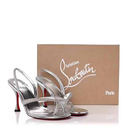 Christian Louboutin Glitter Calfskin Taralita 85 Thong Sandals 41 Silver 10 of 10