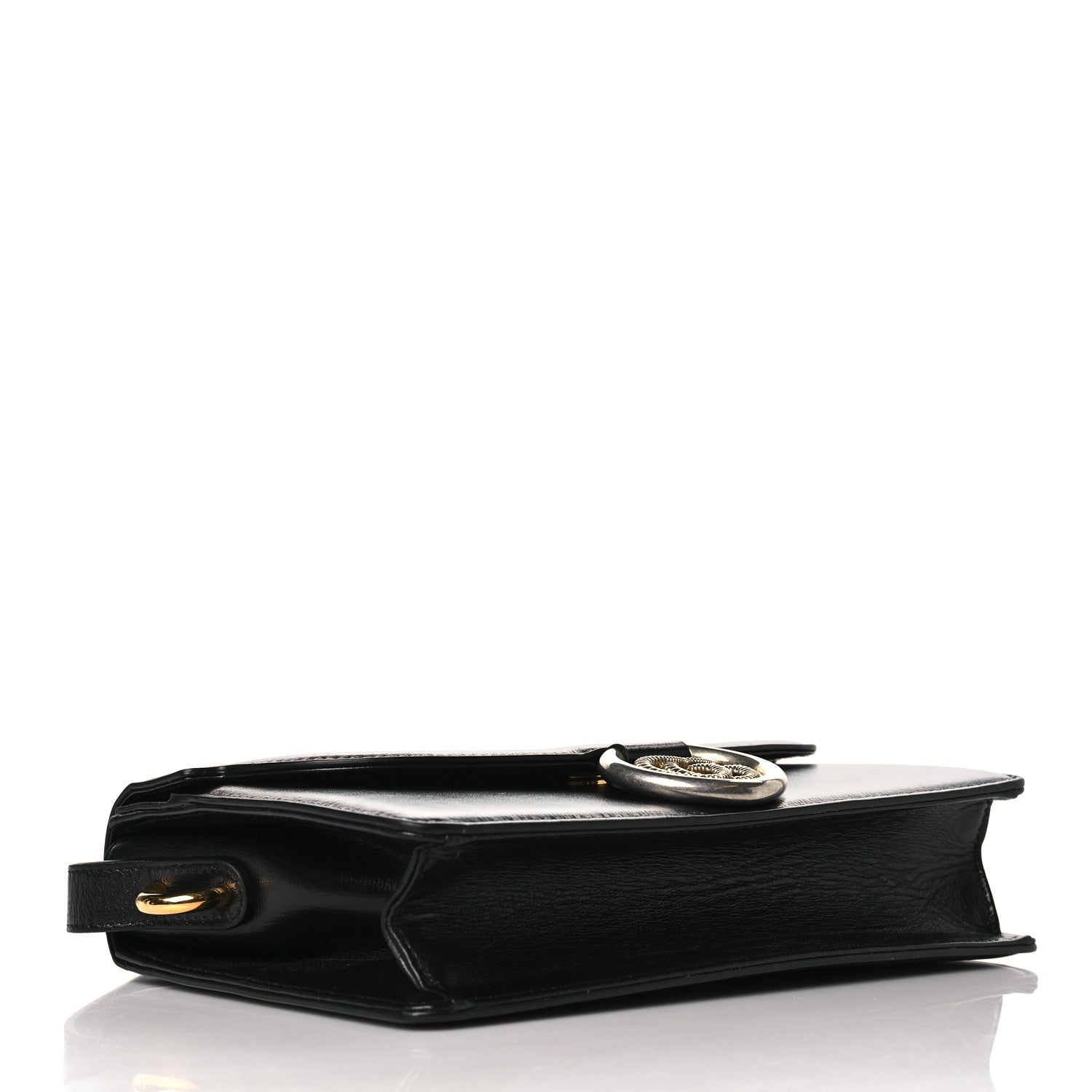 Gucci Textured Calfskin Small Torchon GG Ring Shoulder Bag Black 4 of 9