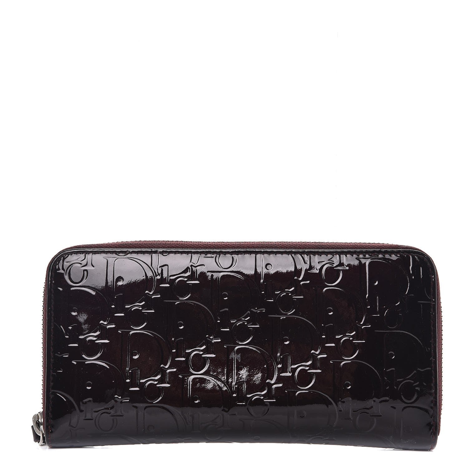 Christian Dior Patent Ultimate Voyageur Zip Around Wallet Bordeaux 1 of 10