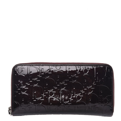 Christian Dior Patent Ultimate Voyageur Zip Around Wallet Bordeaux 1 of 10