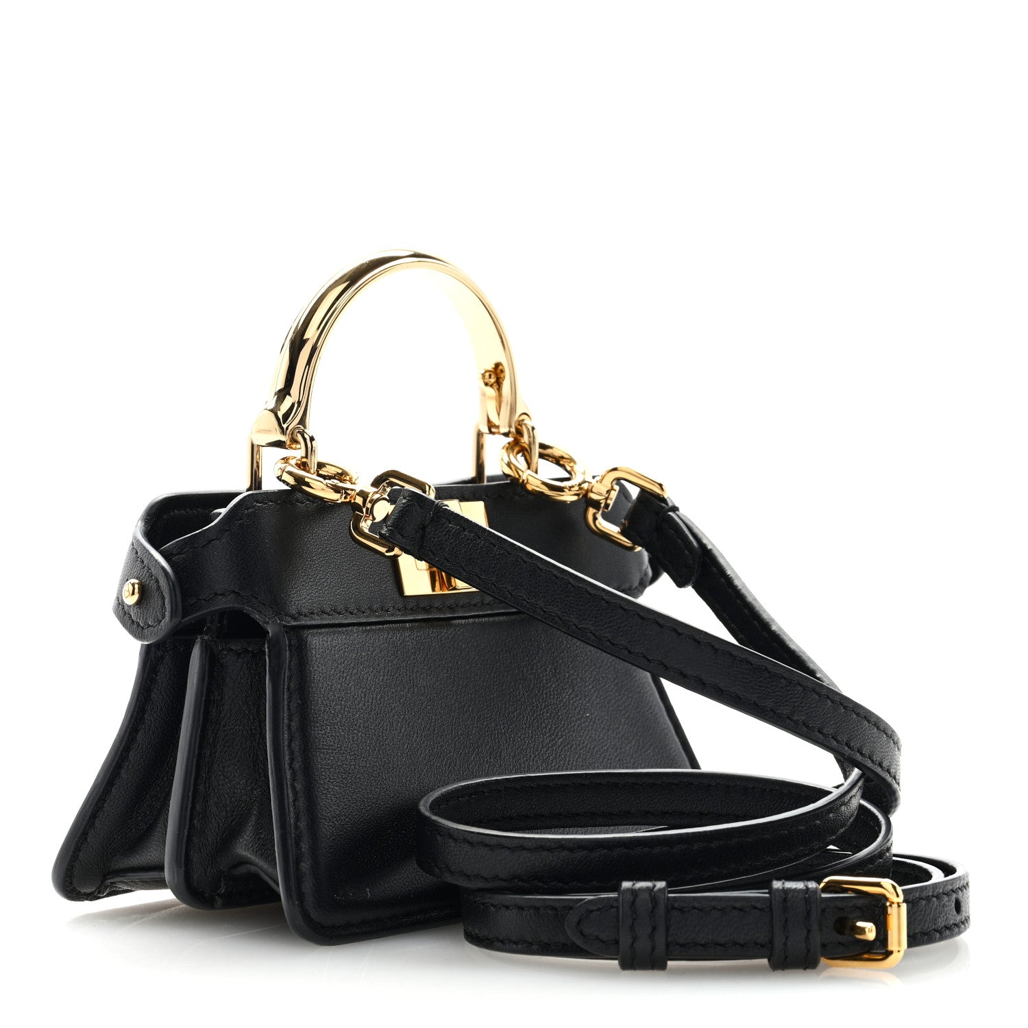 Fendi Shiny Nappa Nano Peekaboo Maxi Handle Satchel Black 3 of 8