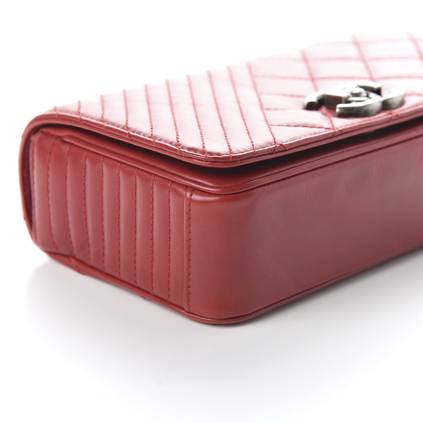 Glazed Calfskin Quilted Small Coco Boy Flap Red