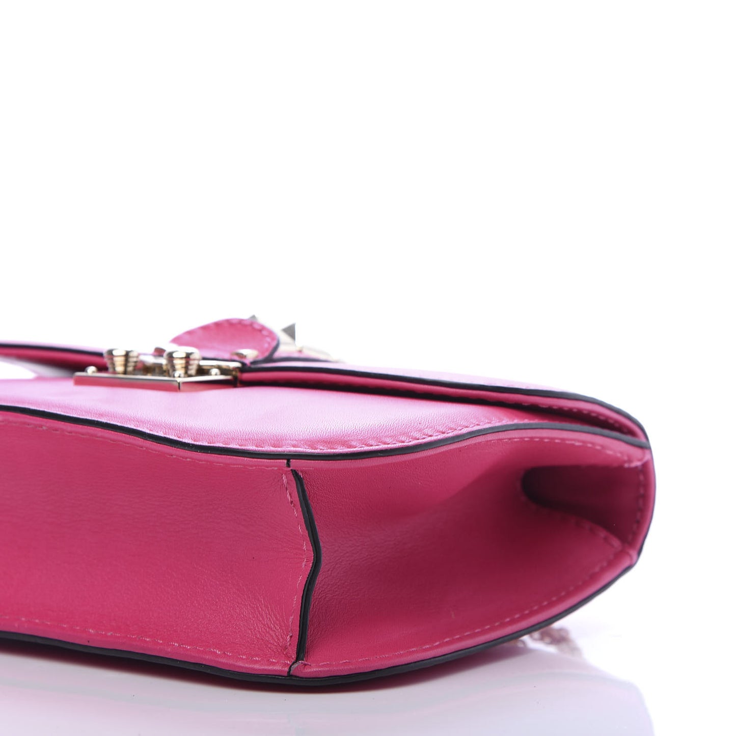 Vitello Small Glam Lock Rockstud Flap Pop Fuxia