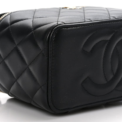 Chanel Lambskin Quilted Small Top Handle Vanity Case With Chain Black 9 of 13
