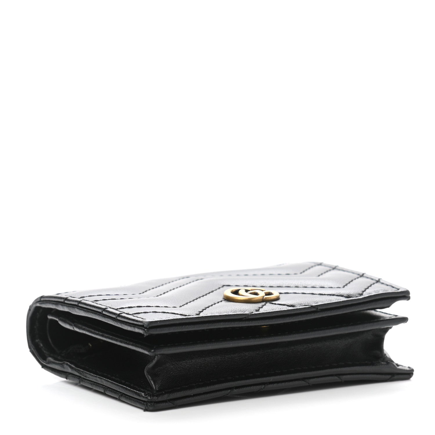 Gucci Calfskin Matelasse GG Marmont Card Case Wallet Black 4 of 8