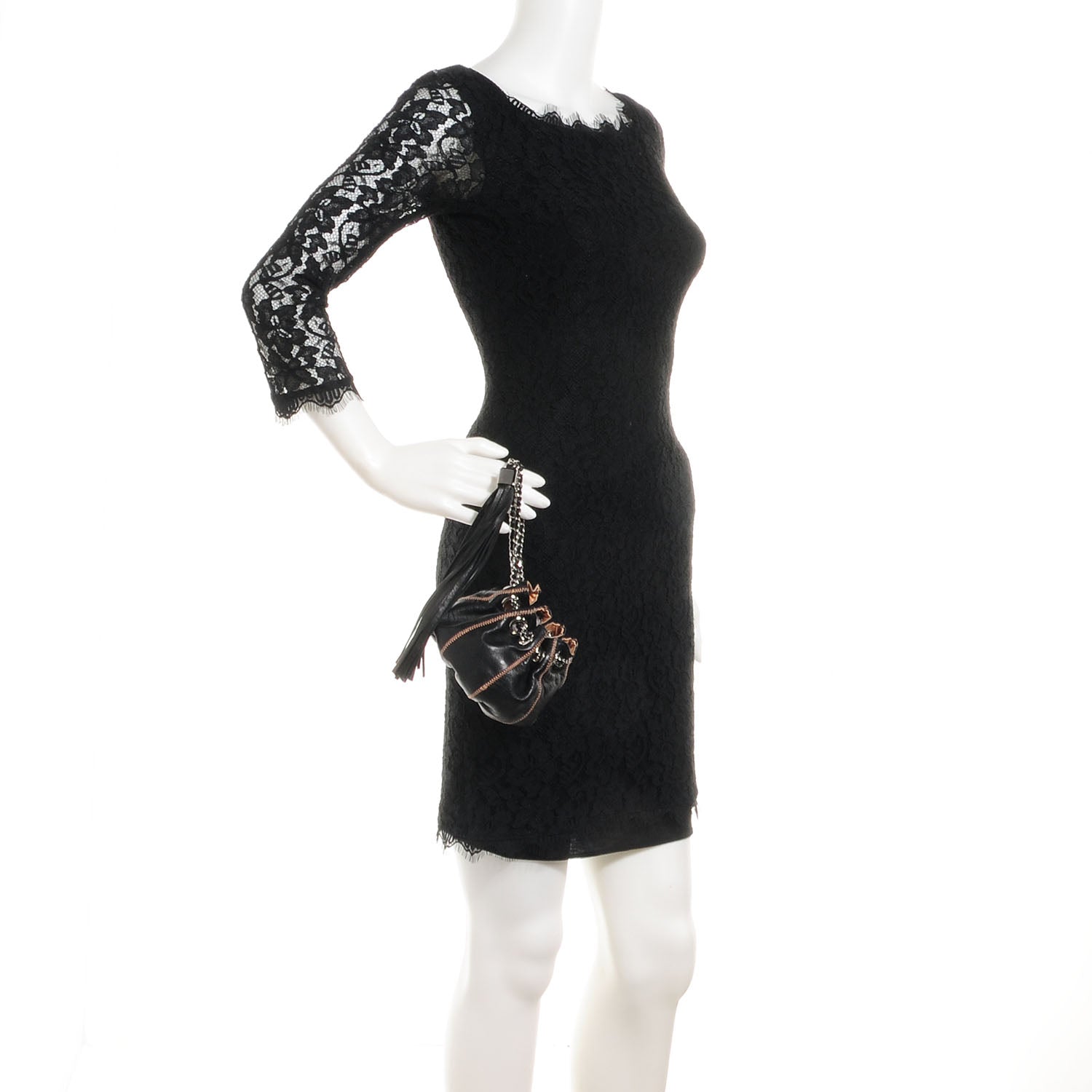 Chanel Lambskin Satin Reversible Mini Sac Cordon Black Peach 2 of 7