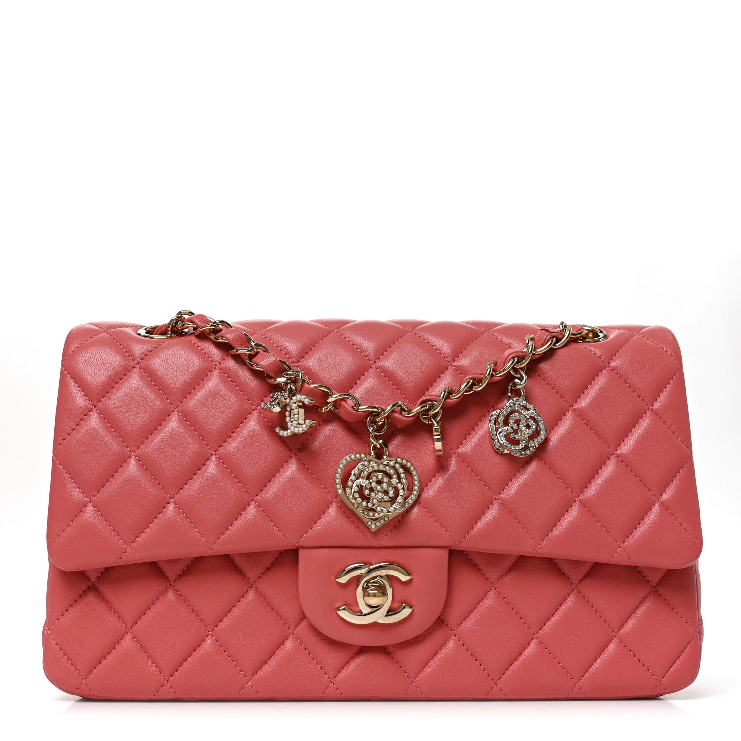 Chanel Lambskin Quilted Valentine Charms Medium Single Flap Pink 1 of 9