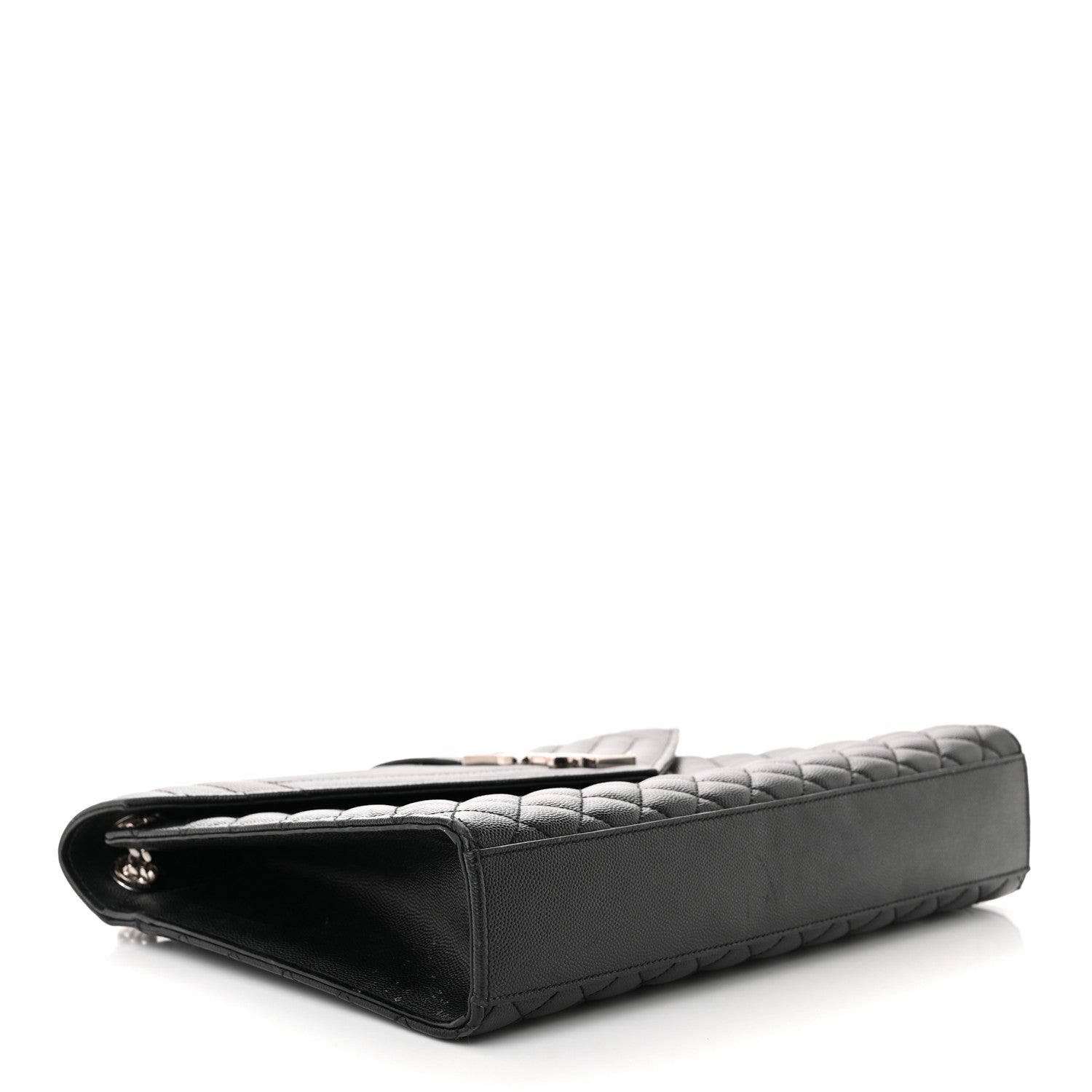 Saint Laurent Grain De Poudre Textured Mixed Matelasse Large Triquilt Monogram Satchel Black 4 of 12