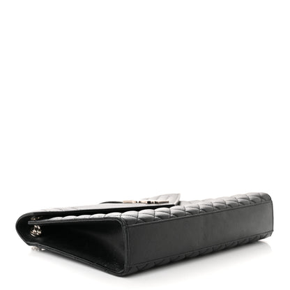 Saint Laurent Grain De Poudre Textured Mixed Matelasse Large Triquilt Monogram Satchel Black 4 of 12