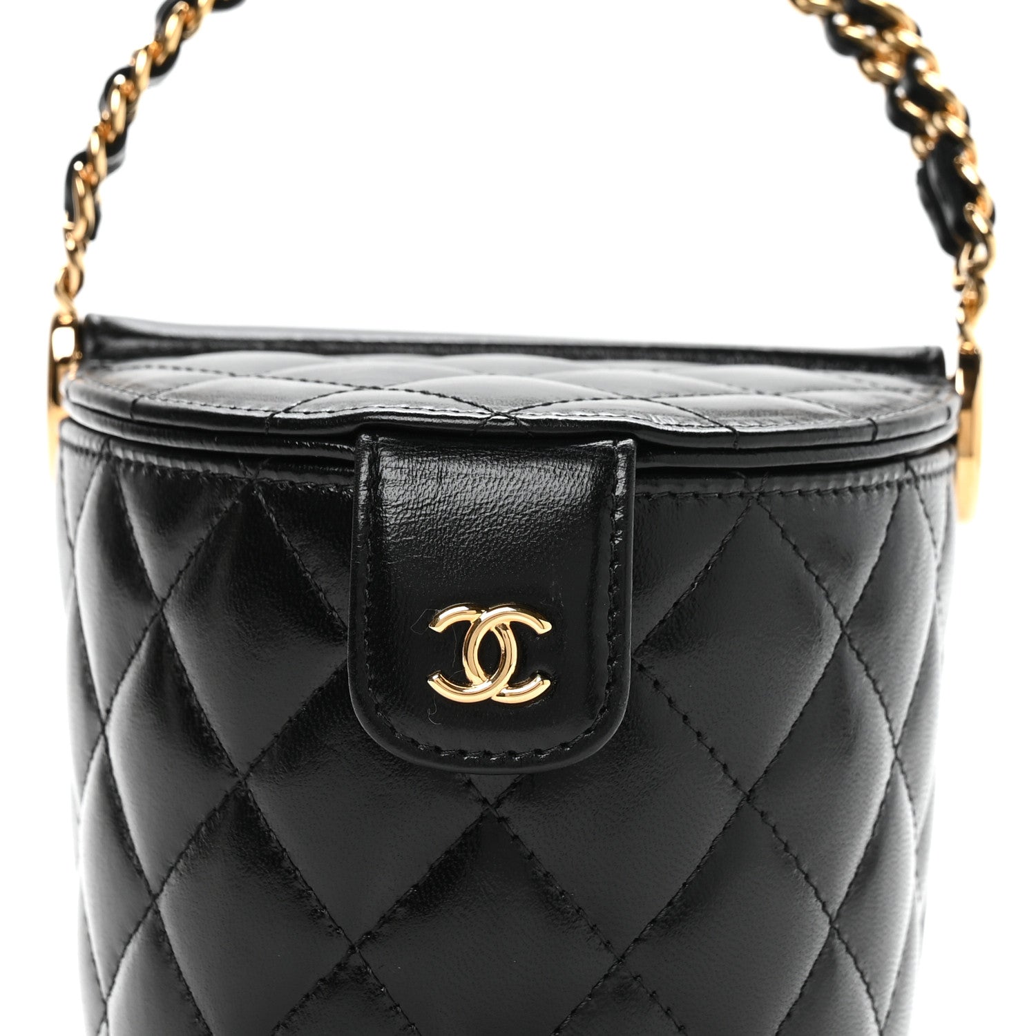 Chanel Calfskin Quilted Mini Basket Top Handle Vanity Case Black 9 of 11