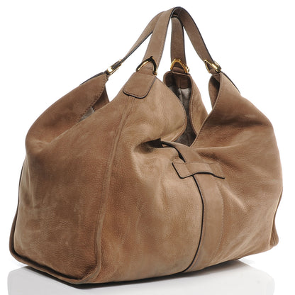 Gucci Nubuck Large Soft Stirrup Shoulder Bag Light Brown 3 of 12