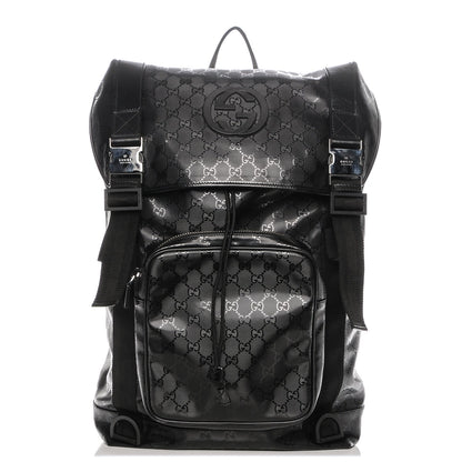 Gucci Imprime Monogram Large Interlocking G Double Buckle Backpack Black 1 of 7