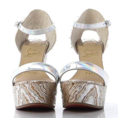 Christian Louboutin Specchio Laser Bellamonica 120 Wedge Sandals 35 Silver AB 2 of 8