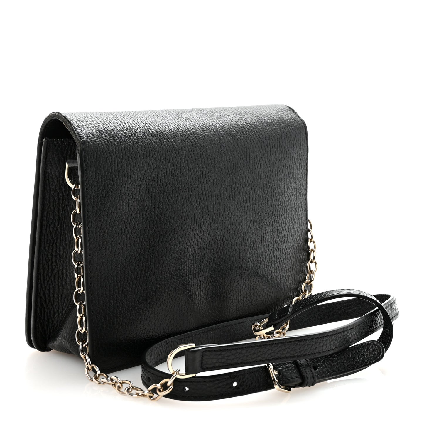 Grained Calfskin Embossed Medusa Flap Bag Black