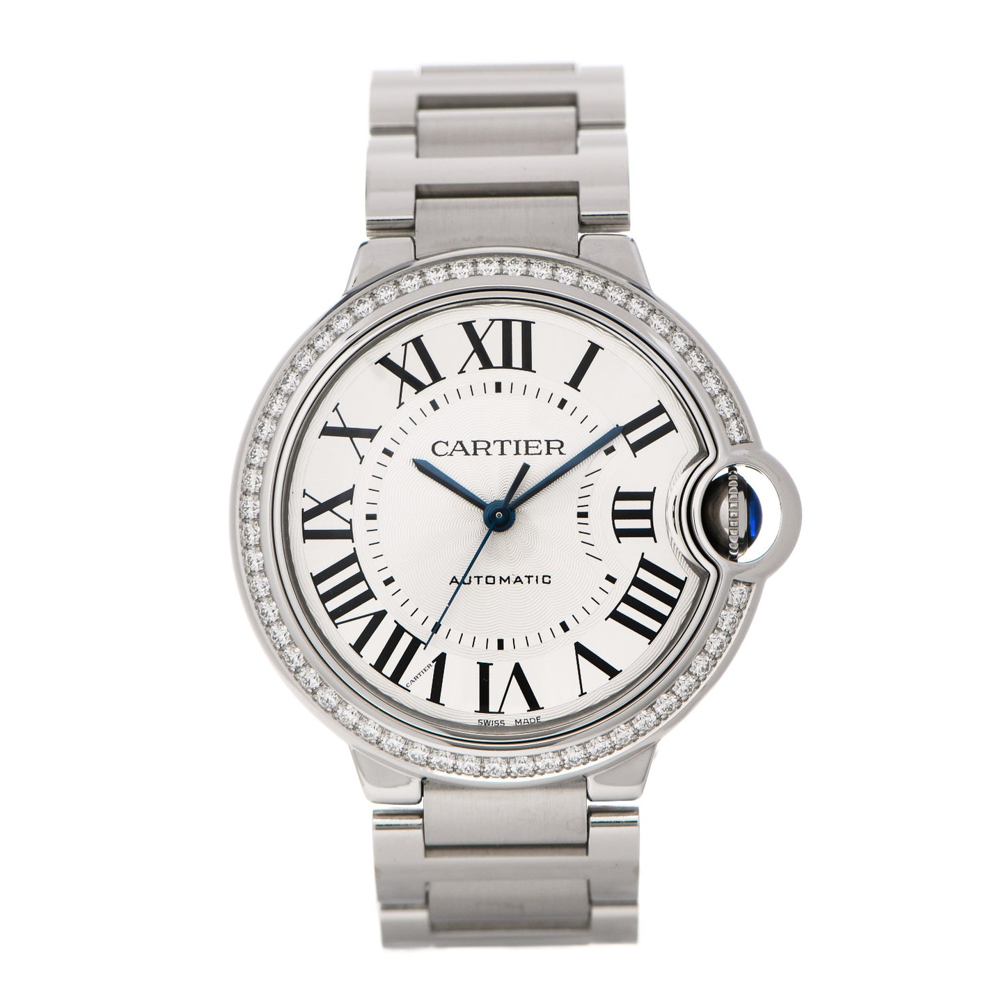 Stainless Steel Diamond Bezel 36mm Ballon Bleu De Cartier Automatic Watch