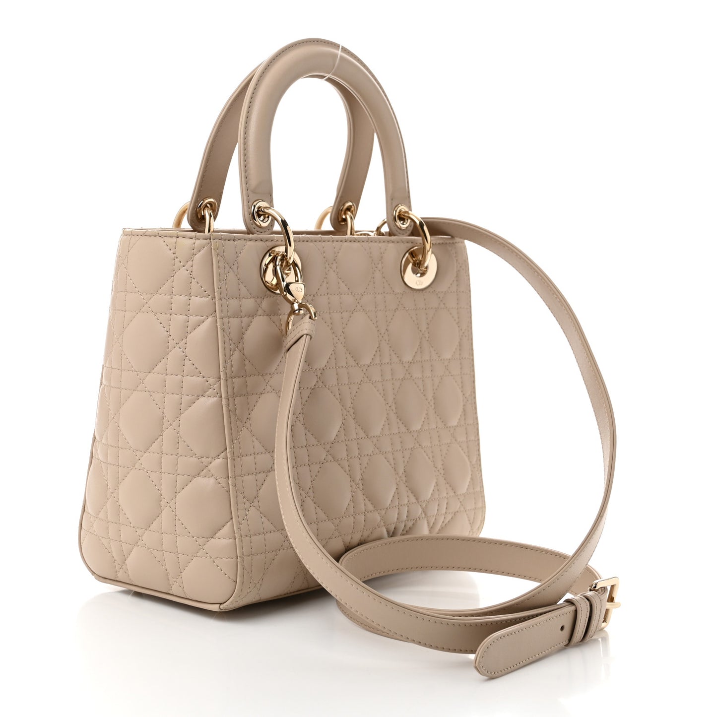 Lambskin Cannage Medium Lady Dior Beige