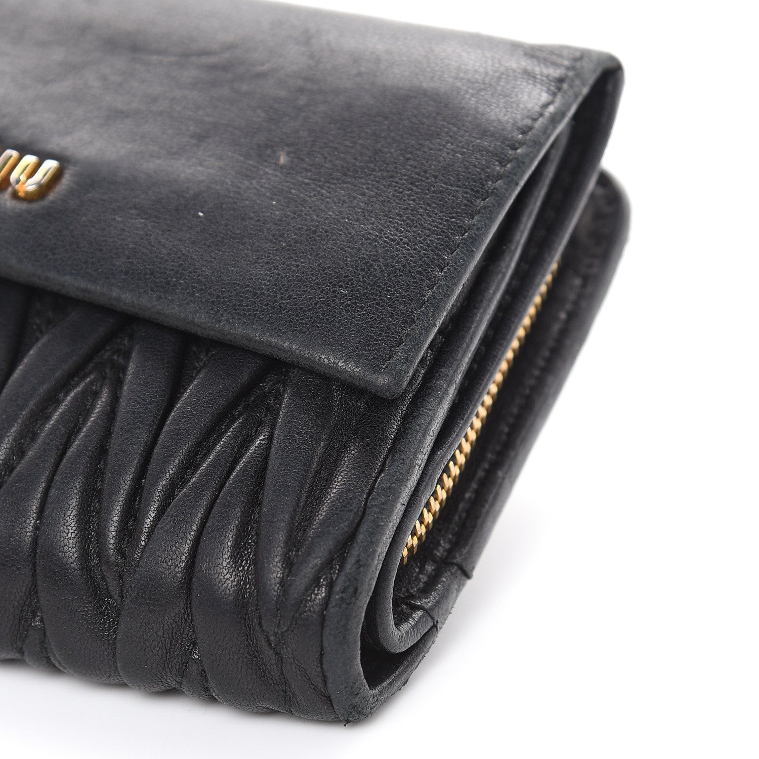 Miu Miu Nappa Matelasse Tri-Fold Flap Wallet Black 13 of 21