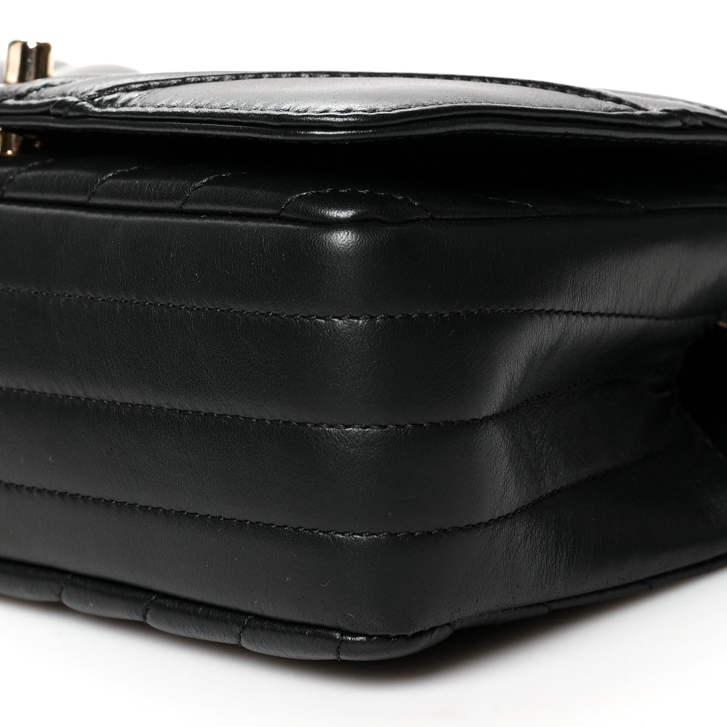 Calfskin Chevron Quilted Mini Statement Flap Black