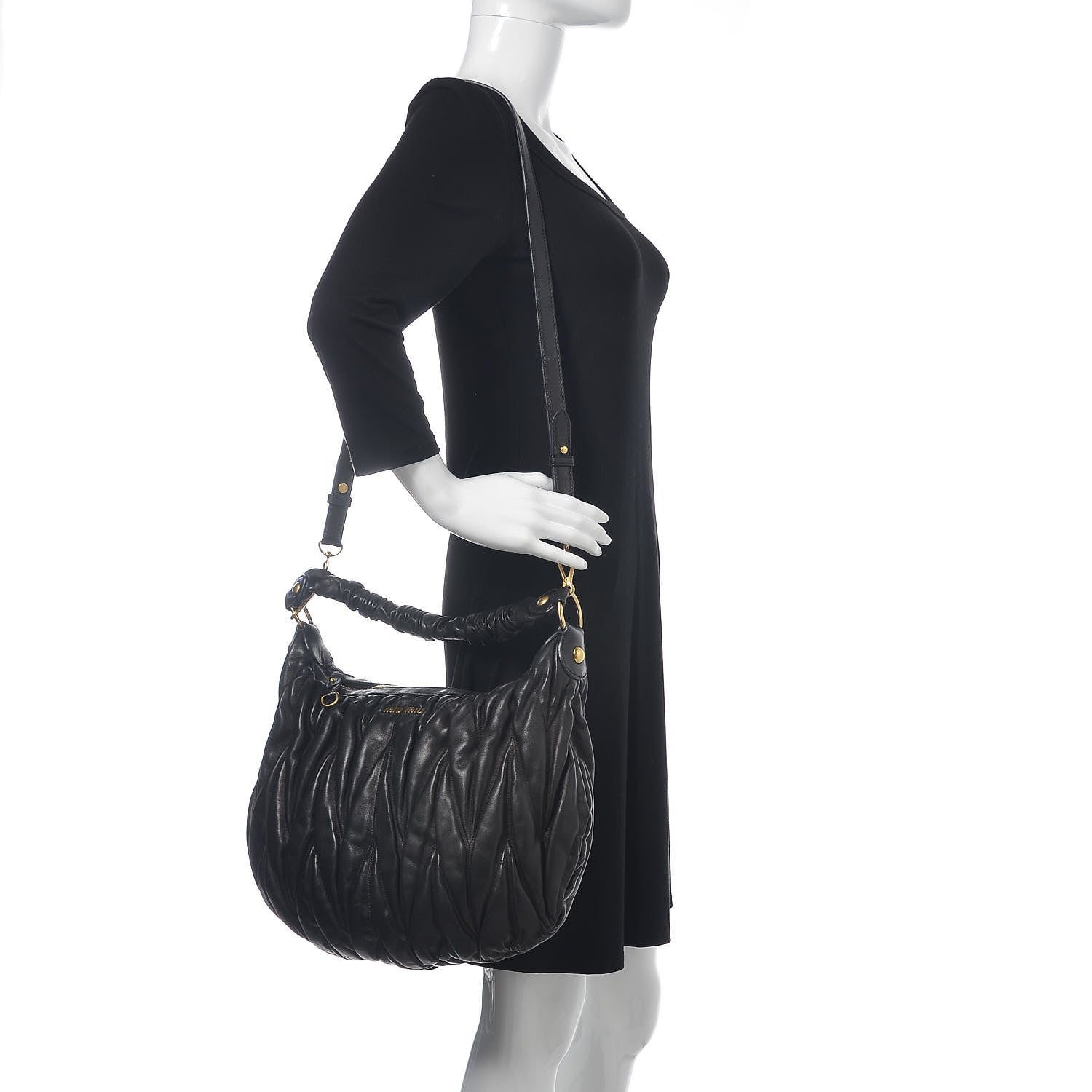 Miu Miu Nappa Matelasse Shoulder Bag Black 3 of 12
