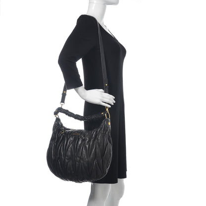 Miu Miu Nappa Matelasse Shoulder Bag Black 3 of 12