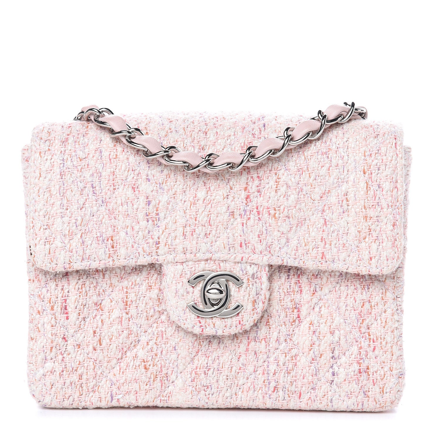 Chanel Tweed Square Mini Flap Pink 1 of 11