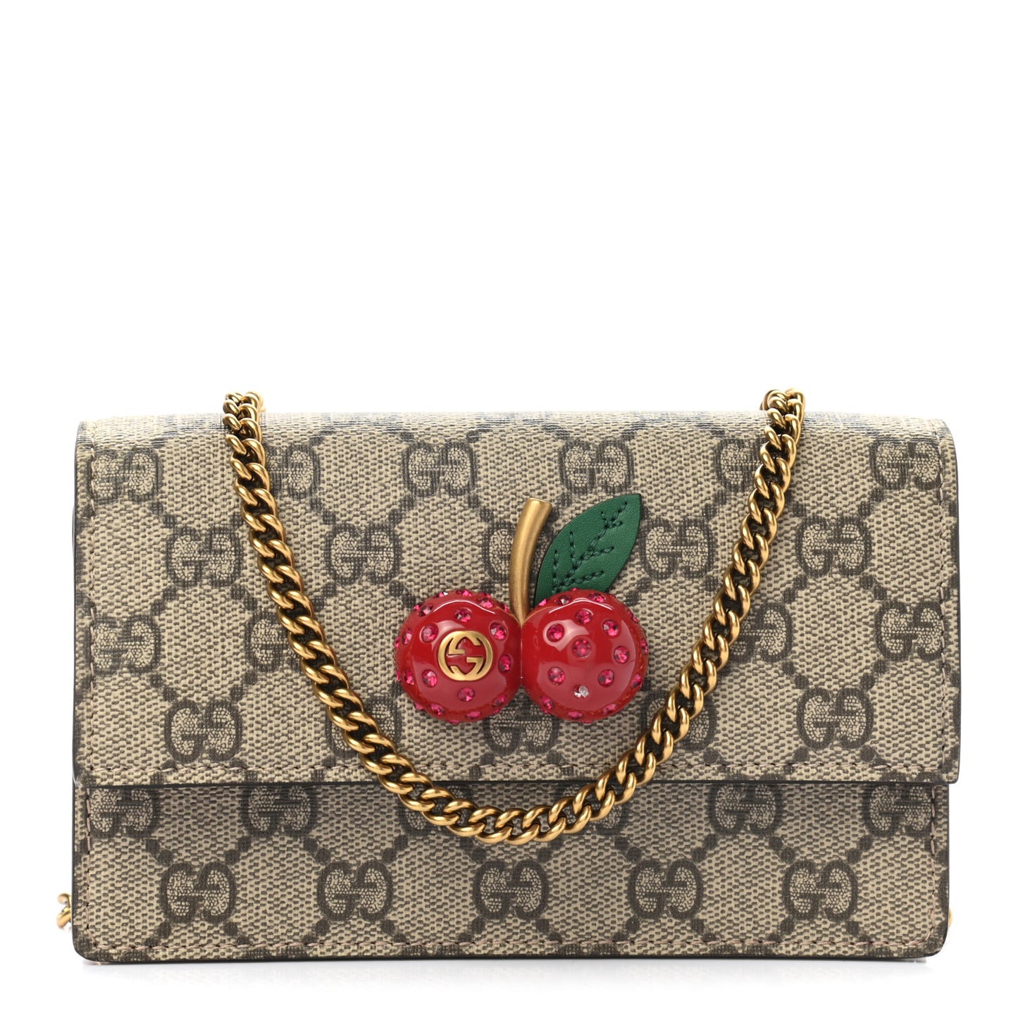 GG Supreme Monogram Mini Cherry Chain Bag