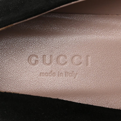 Gucci Suede Crystal Interlocking G Low Heel Pumps 36 Black 7 of 9