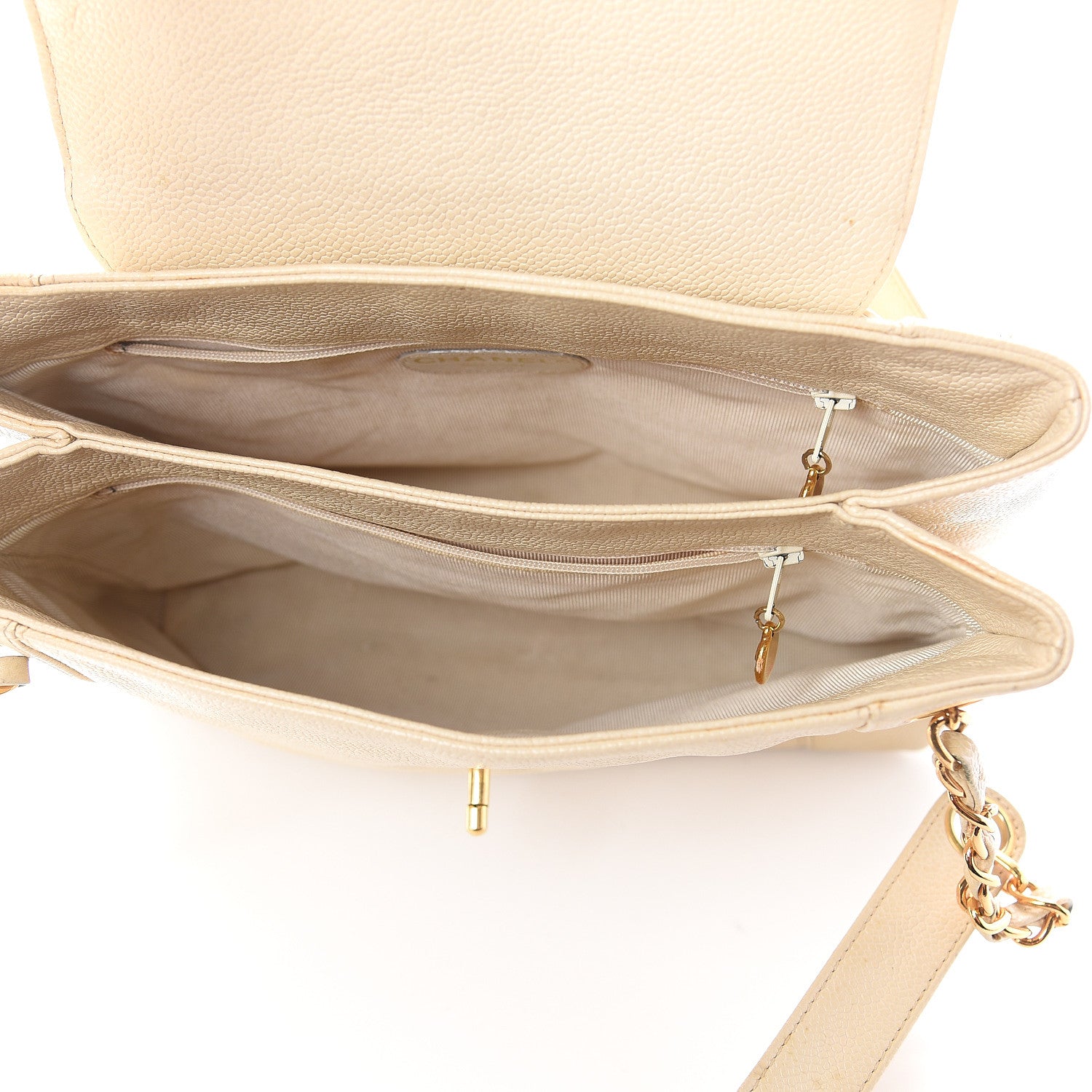 Chanel Caviar Flap Shoulder Bag Light Beige 4 of 9