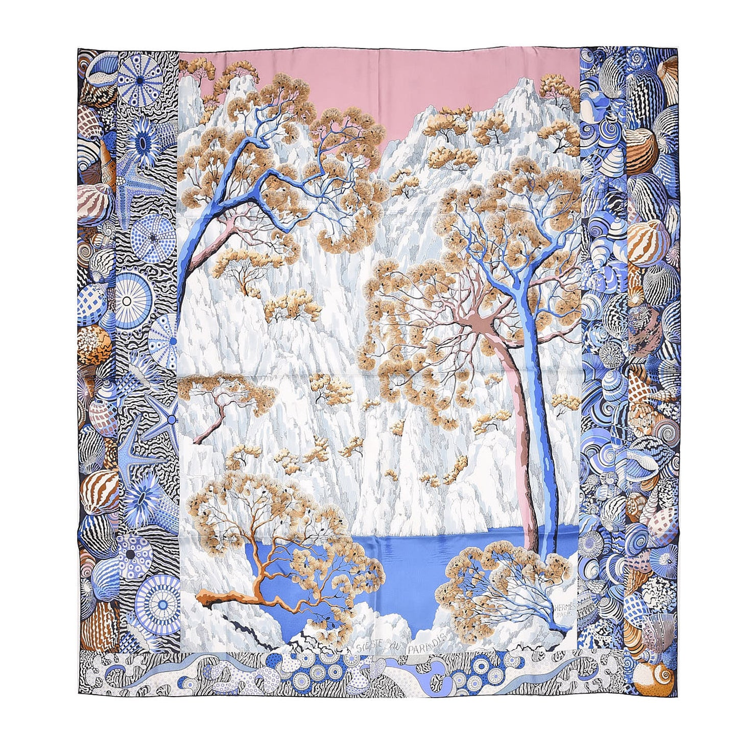 Silk Sieste Au Paradis Shawl 140 Bleu Glacier Vieux