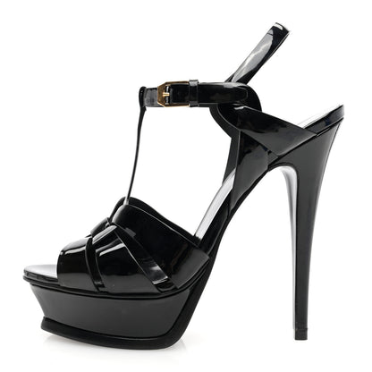 Saint Laurent Patent Tribute 105 Platform Sandals 38 Black 1 of 7