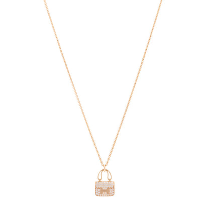 Hermes 18K Rose Gold Diamond Constance Amulettes Pendant Necklace 1 of 6