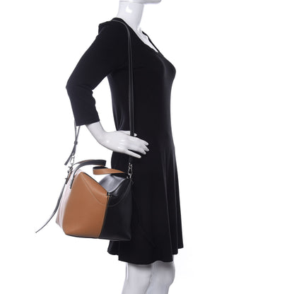 Loewe Calfskin Cube Two Tone Top Handle Bag Tan Black 2 of 9