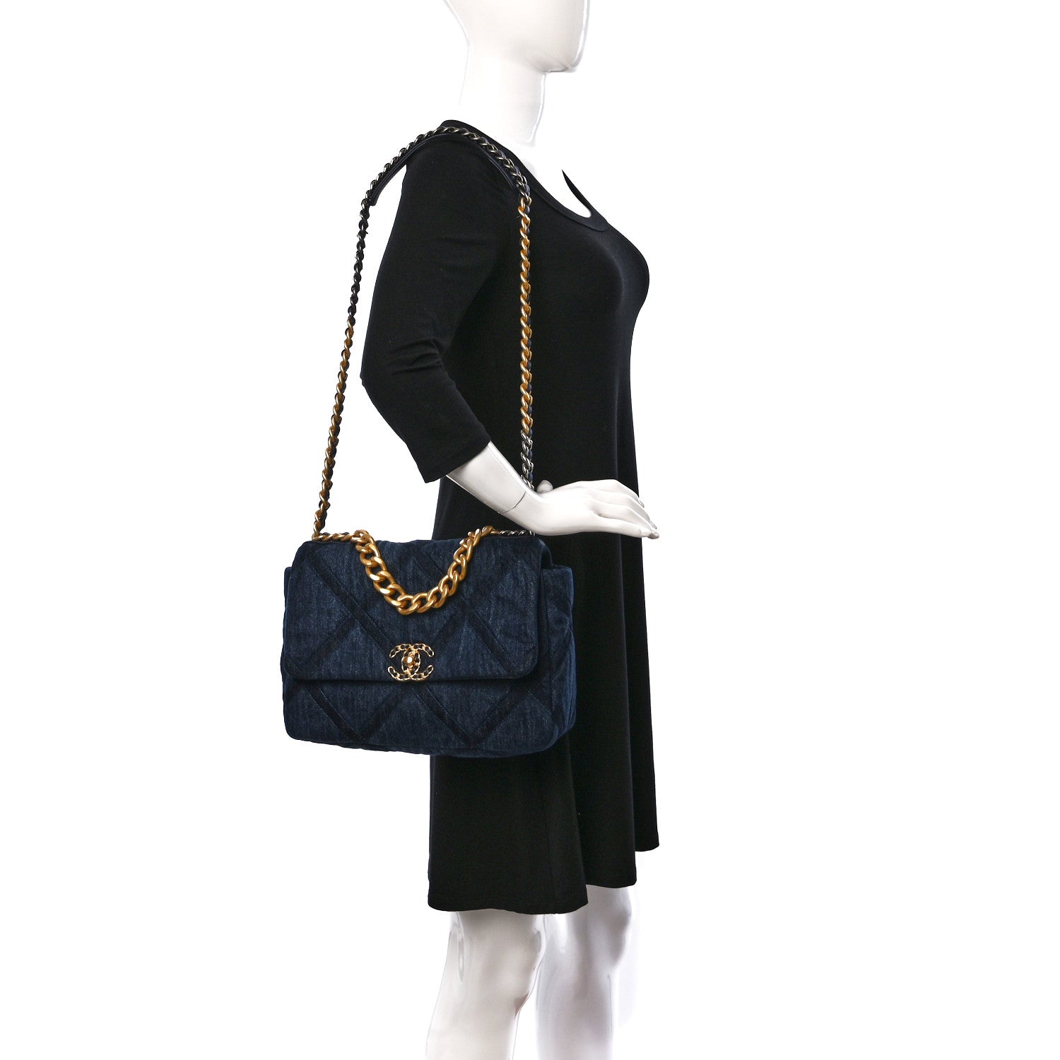 Chanel Denim Quilted Medium Chanel 19 Flap Blue 2 of 10